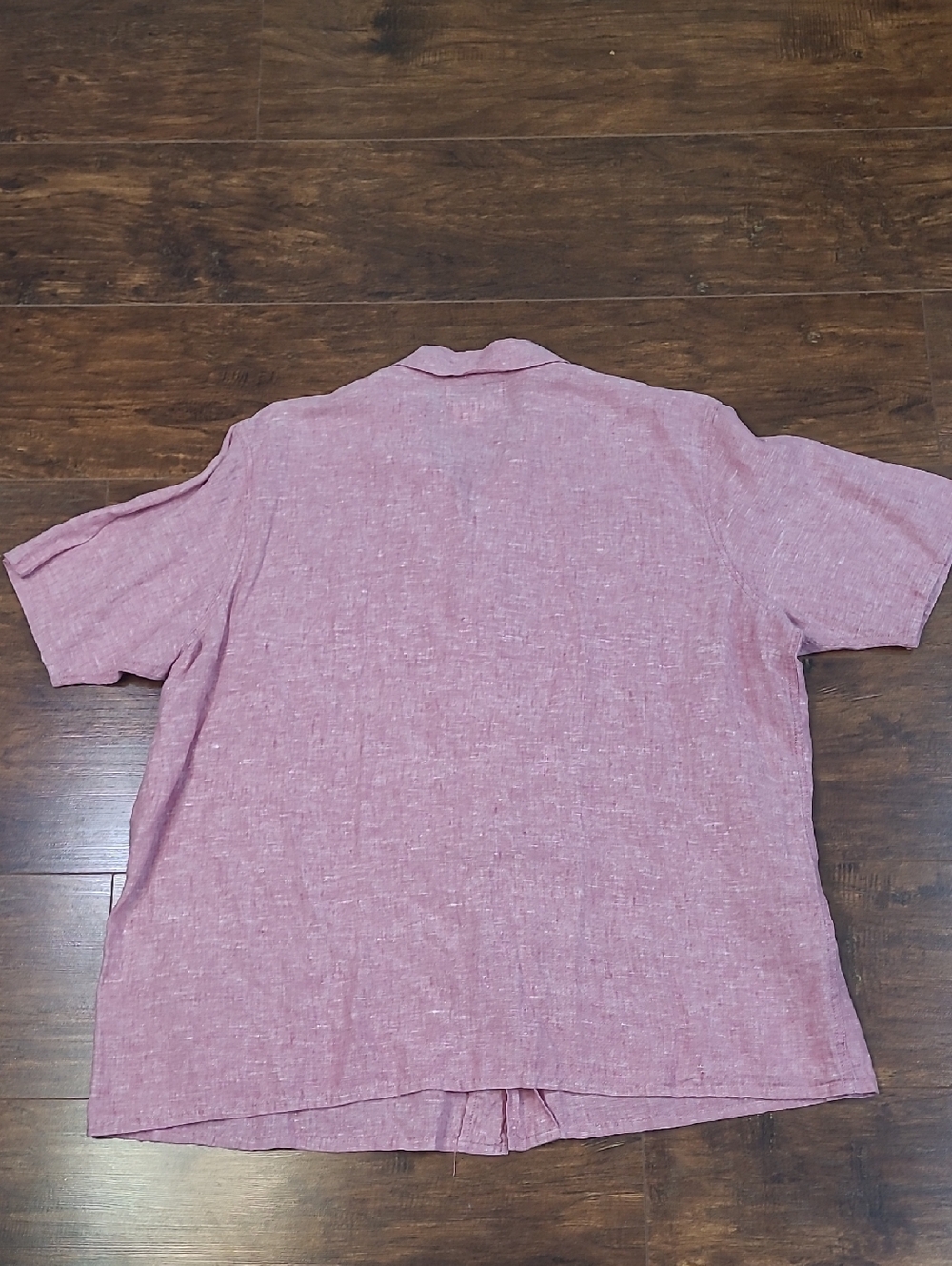 FLAX Men's Light Pink Linen Short-Sleeve Button-Down Shirt  Size M - Picture 5 of 7